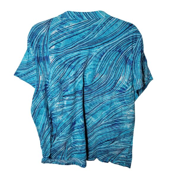 Sag Harbor Womens Sz 2X Blue Striped Short Sleeve Blouse - Picture 11 of 11